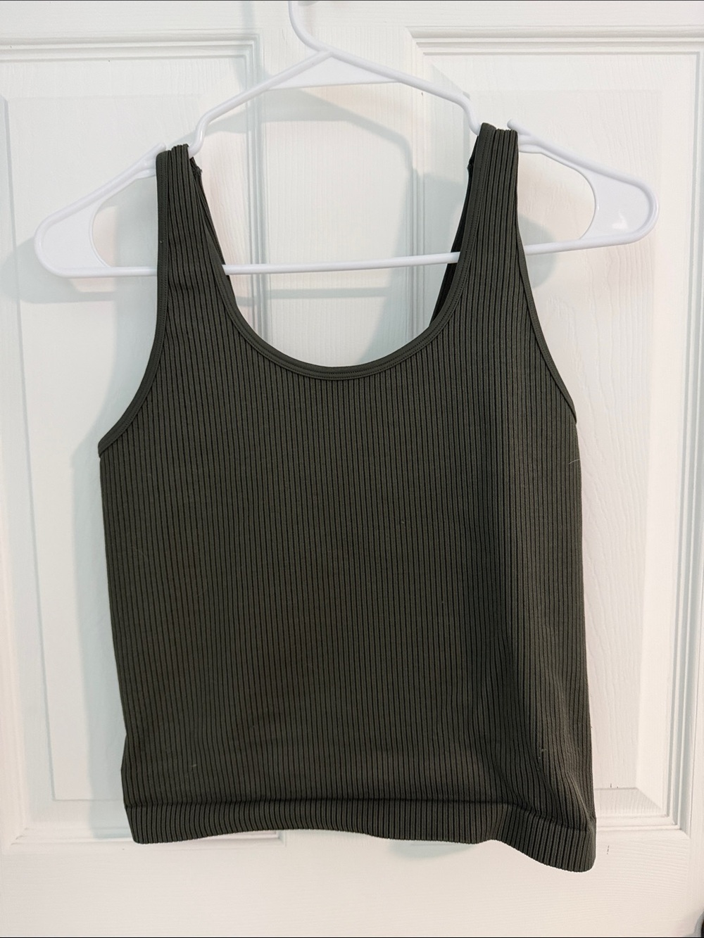 A New Day Ribbed Scoop Neck Tank Top - Olive Green